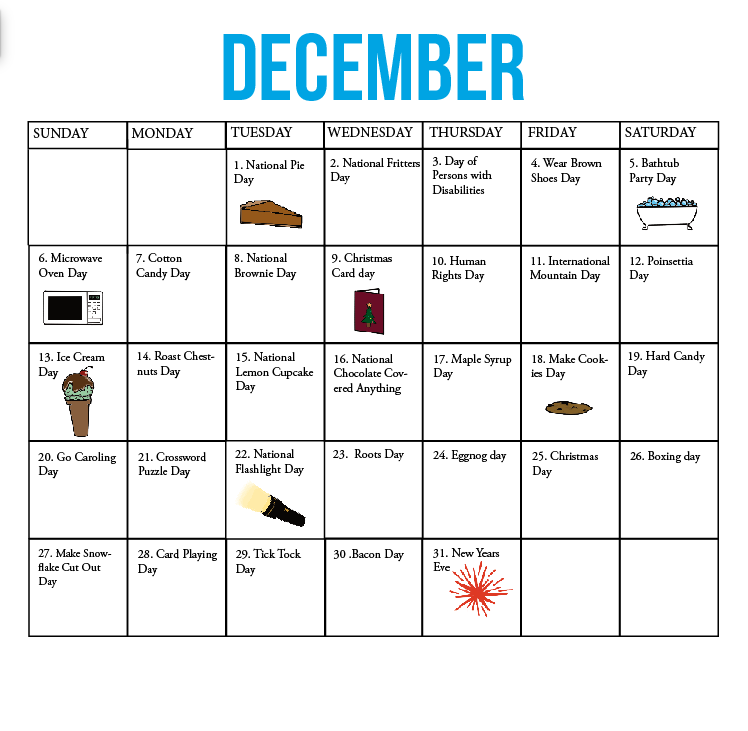 The Kirkwood Call Fun national holiday calendar December