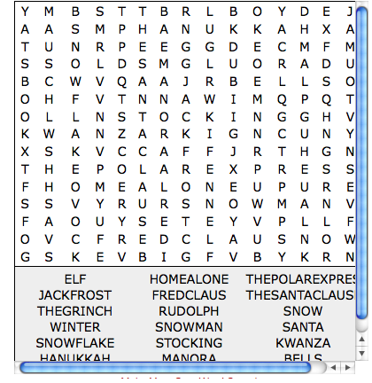Holiday word search