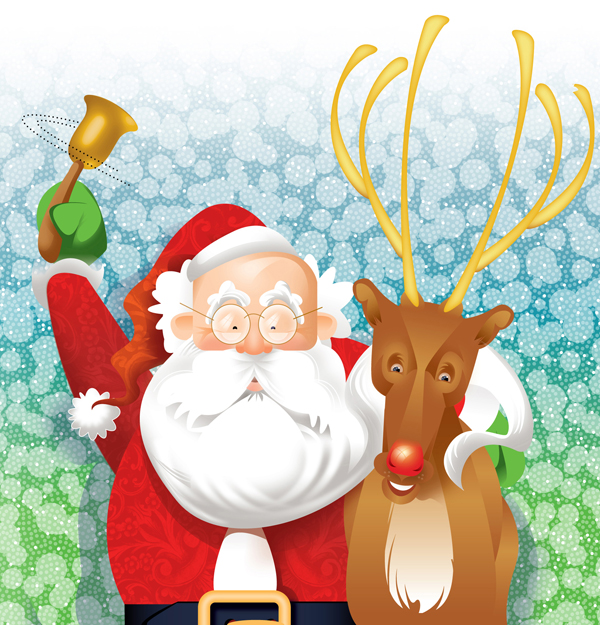 ILLUSTRATION: Santa with reindeer