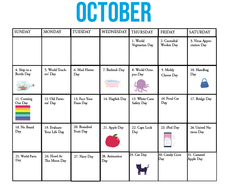 Fun national holidays: October