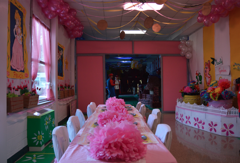 Princess Peachs dining table awaits before the end of the senior hall