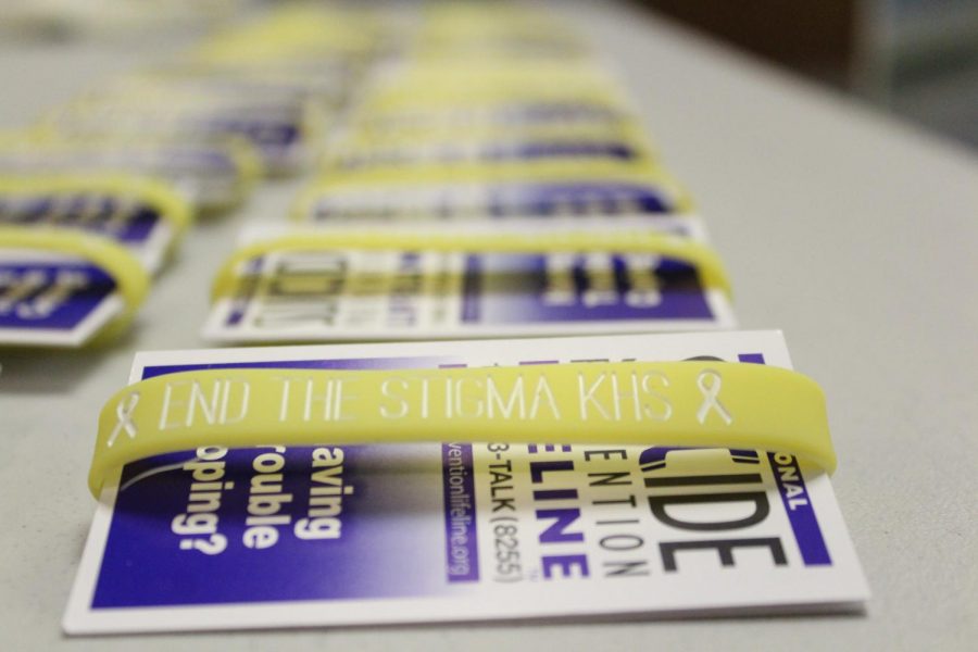 KHS students could pick up a bracelet and information card as they walked into school Mar 3.