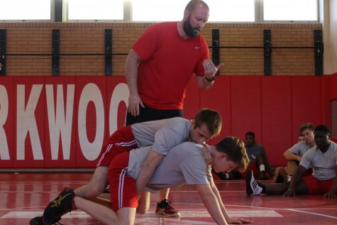 Freidman Reinhold, senior, and Adam Dickinson, sophomore. “We have a balanced team this year,” Craig Dickinson, wrestling head coach, said. “Every individual grade level have something to offer, I think the seniors last year left a lasting impact on their minds of what one can achieve in this sport and they can have that same success.” 