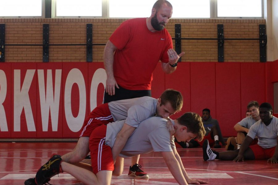 Freidman Reinhold, senior, and Adam Dickinson, sophomore. “We have a balanced team this year,” Craig Dickinson, wrestling head coach, said. “Every individual grade level have something to offer, I think the seniors last year left a lasting impact on their minds of what one can achieve in this sport and they can have that same success.” 