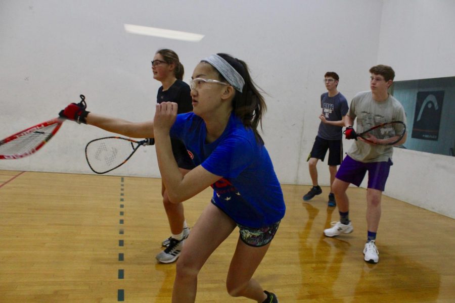 Sarah Lovett, senior. “This is my fourth year playing racuquetball, my sister did it and my dad encouraged me to,” Sarah Lovett, varsity racquetball player, said. “I really like [raquetball], it is a lot of fun and there are no cuts on the team so you just get to play.”