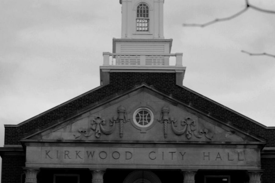 The Kirkwood City Hall sits across the plaza. 