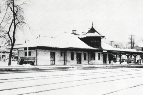 The Kirkwood Train Station viewed from the railroad tracks, ca. 1900