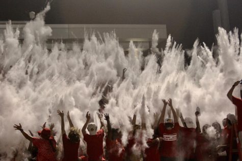 The Kirkwood Student Section participates in the iconic powder throw.