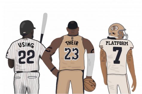 Andrew McCutchen, LeBron James and Colin Kaepernick are leading figures of the Black Lives Matter movement within their respective sports. Art by Hayden Davidson.
