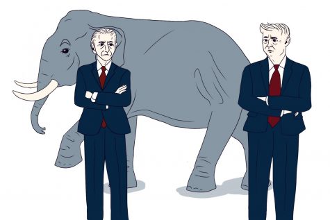 Republicans are turning against Trump. Art by Laurel Seidensticker