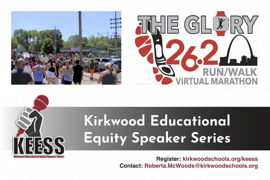 Kirkwood Teachers of Color has sponsored the Kirkwood Black Lives Matter Peace Walk, the Glory Run/Walk Virtual Marathon and the ongoing Kirkwood Educational Equity Speaker Series. See below for more information on upcoming Speaker Series events. Peace walk photo by Sophia Beckmann.