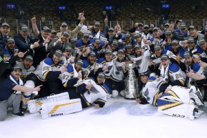 The Blues celebrate their first Stanley Cup win in franchise history.