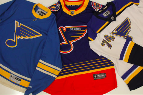 Different St. Louis Blues jerseys over the course of franchise history