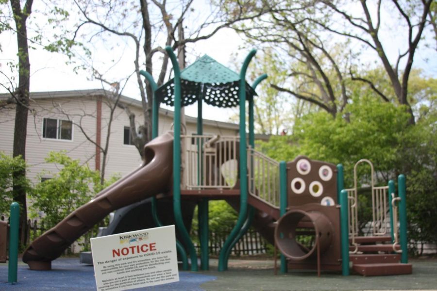 The Walker Park playground does not have caution tape any longer, only a COVID sign remains.