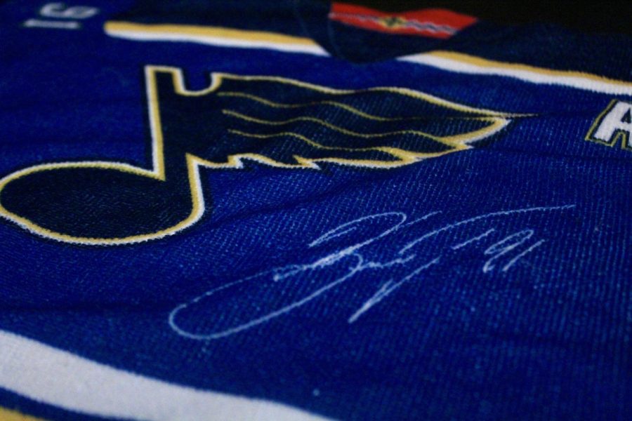 A Vladimir Tarasenko rally towel that was distributed during the 2019 Stanley Cup playoffs.