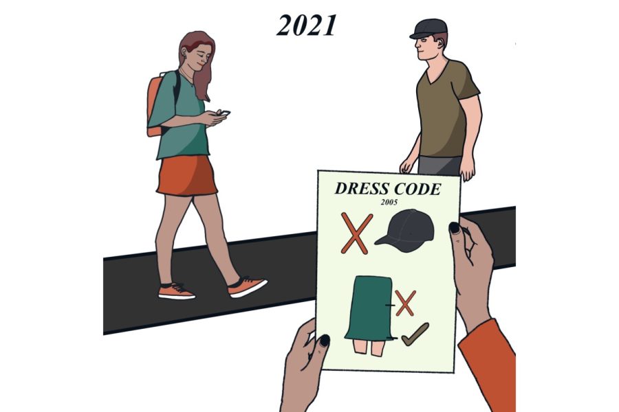 Call Ed: Addressing the dress code, art by Liv Timp
