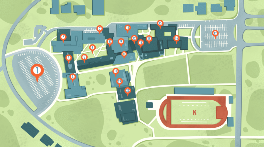 This is what you need to know about all of the spots on campus. Click each number to learn more.