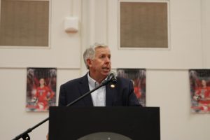 On Thursday, Sept. 29, Missouri Governor, Mike Parson visited KHS to commemorate the Kirkwood school and community following the announcement of KHS as a Blue Ribbon School.