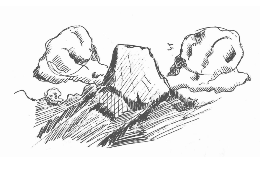 Illustration of the Tooth of Time, one of the major peaks at Philmont.