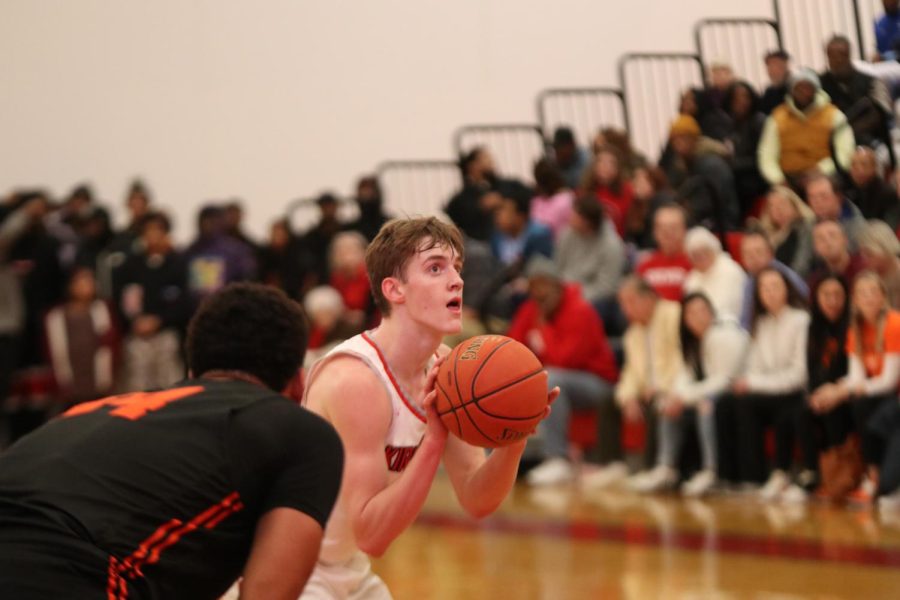 Christian Hughes, senior, gets ready to takes a free throw.