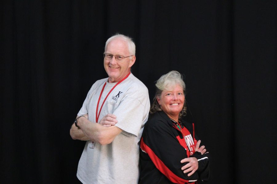 From the left, Harry Schwer and Staphanie Gorris, two KHS custodians.