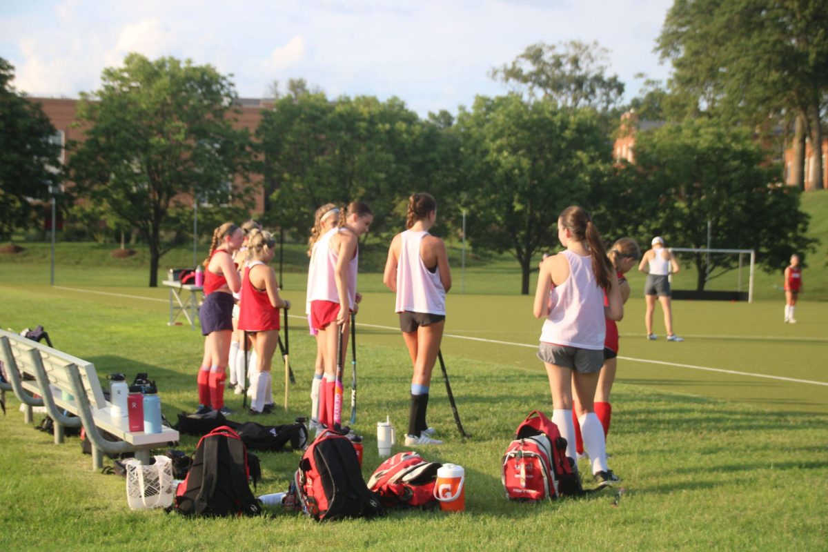 The+Kirkwood+Girls+Field+Hockey+varsity+team+prepares+for+their+first+game+on+8%2F25