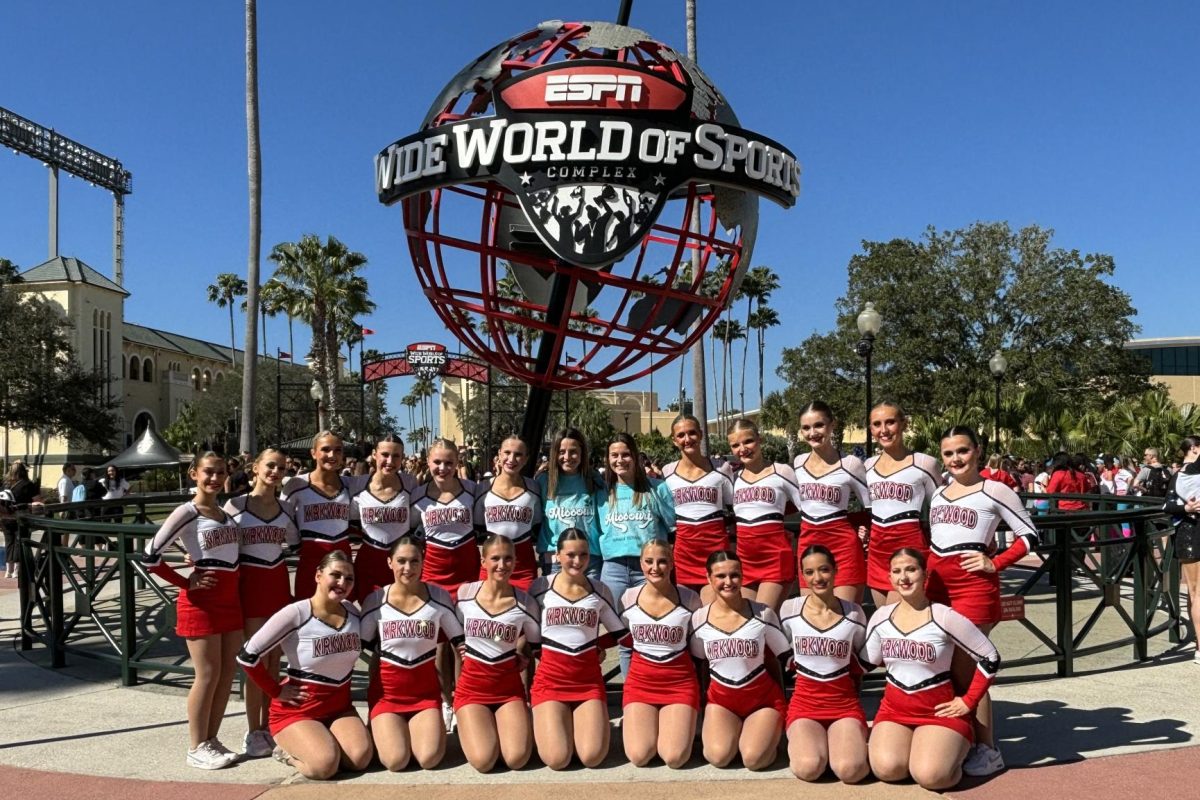 The Varsity Pommies pose in front of the ESPN Wide World of Sports sphere structure.

(photo courtesy of Lola Savage)